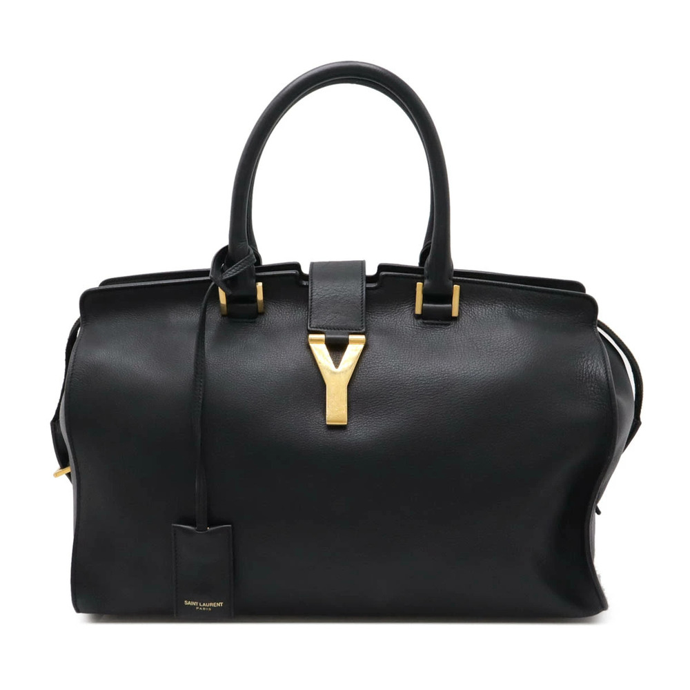 SAINT LAURENT PARIS YSL Yves Y Cabas Handbag Leather Black